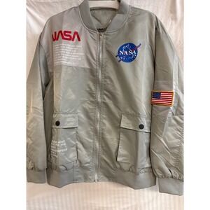 NASA Mens Silver Reflective Bomber Jacket 3M Ripstop Shell Space Agency Grey M